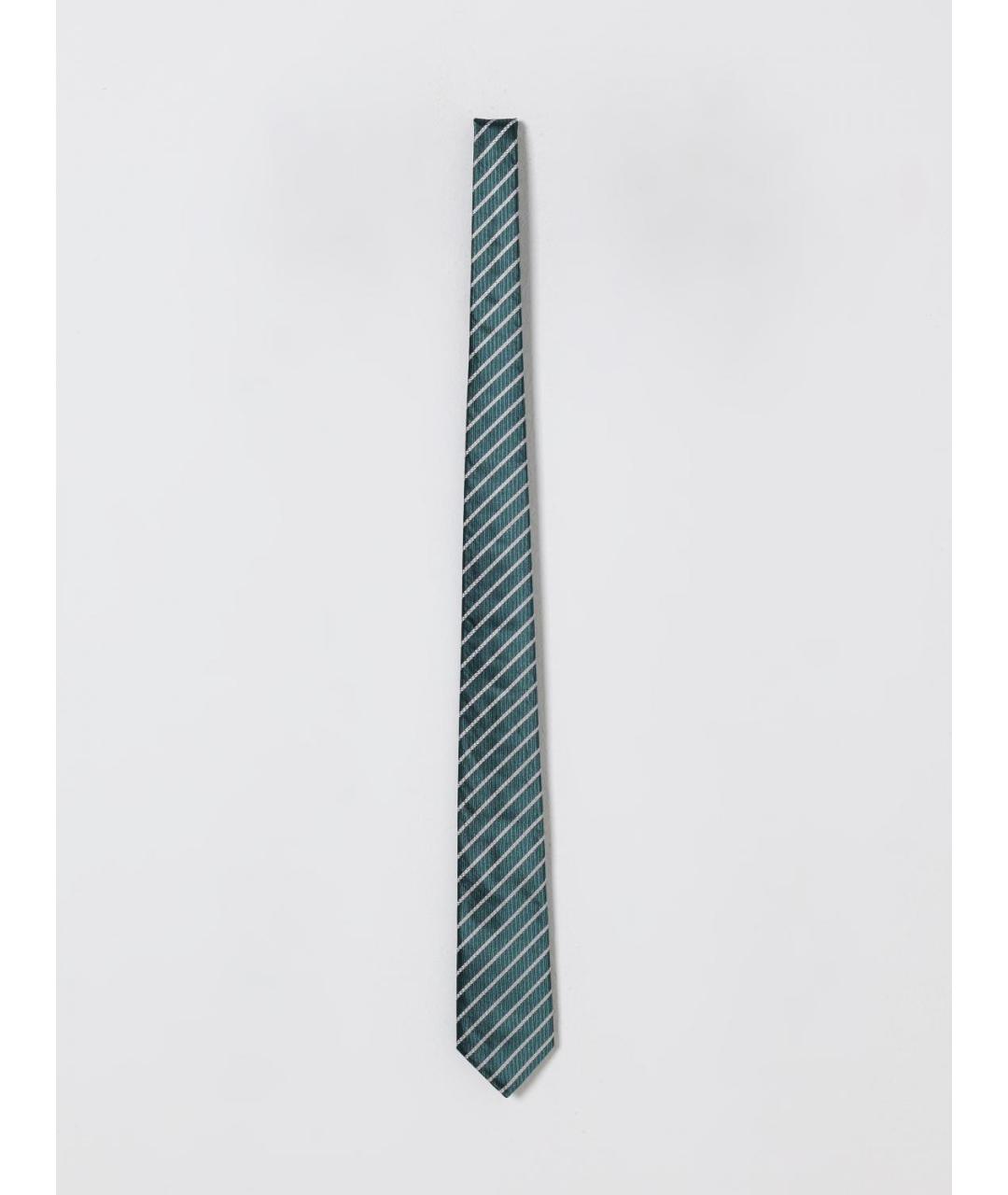 EMPORIO ARMANI Зеленый шелковый галстук, фото 3
