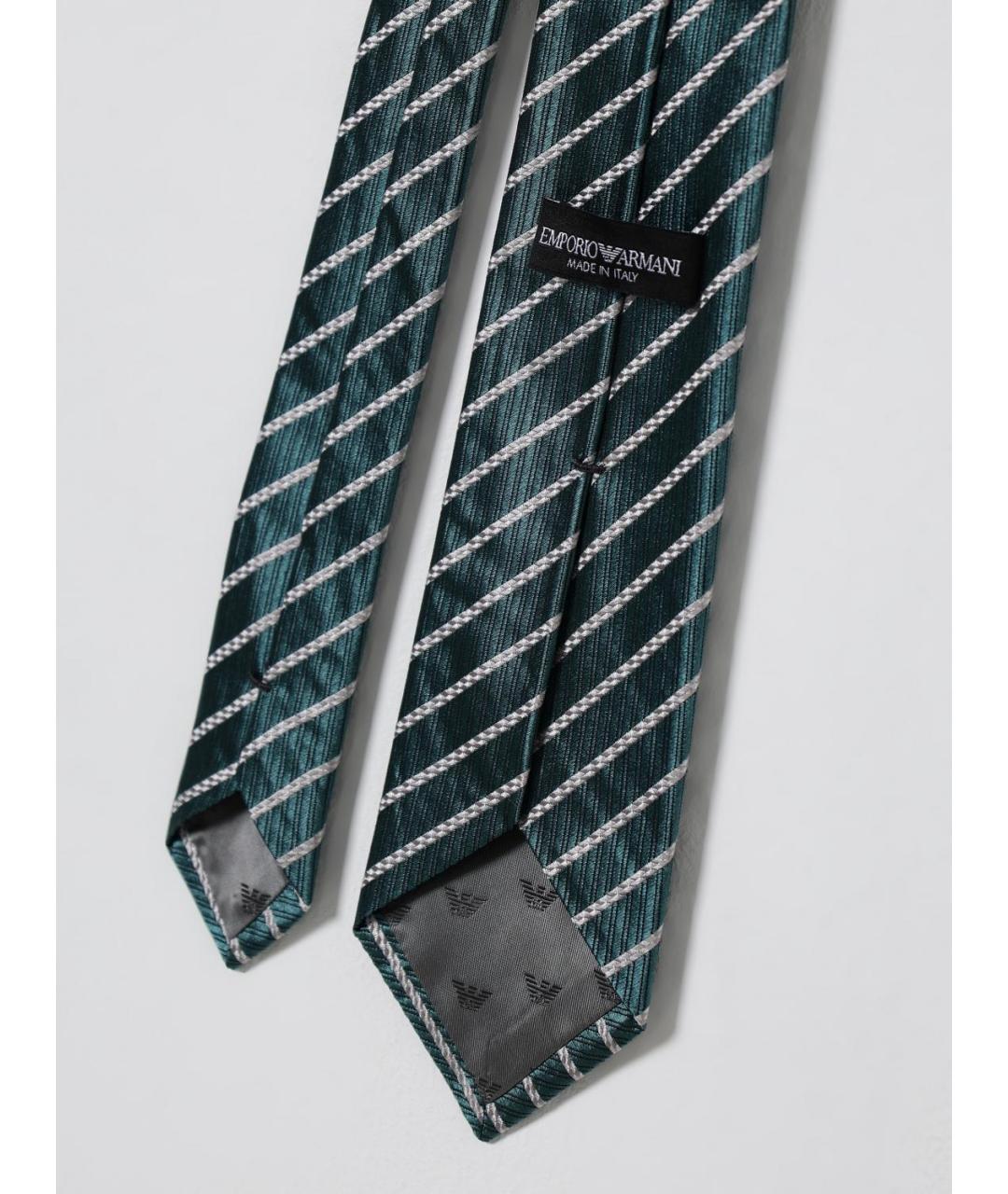 EMPORIO ARMANI Зеленый шелковый галстук, фото 2