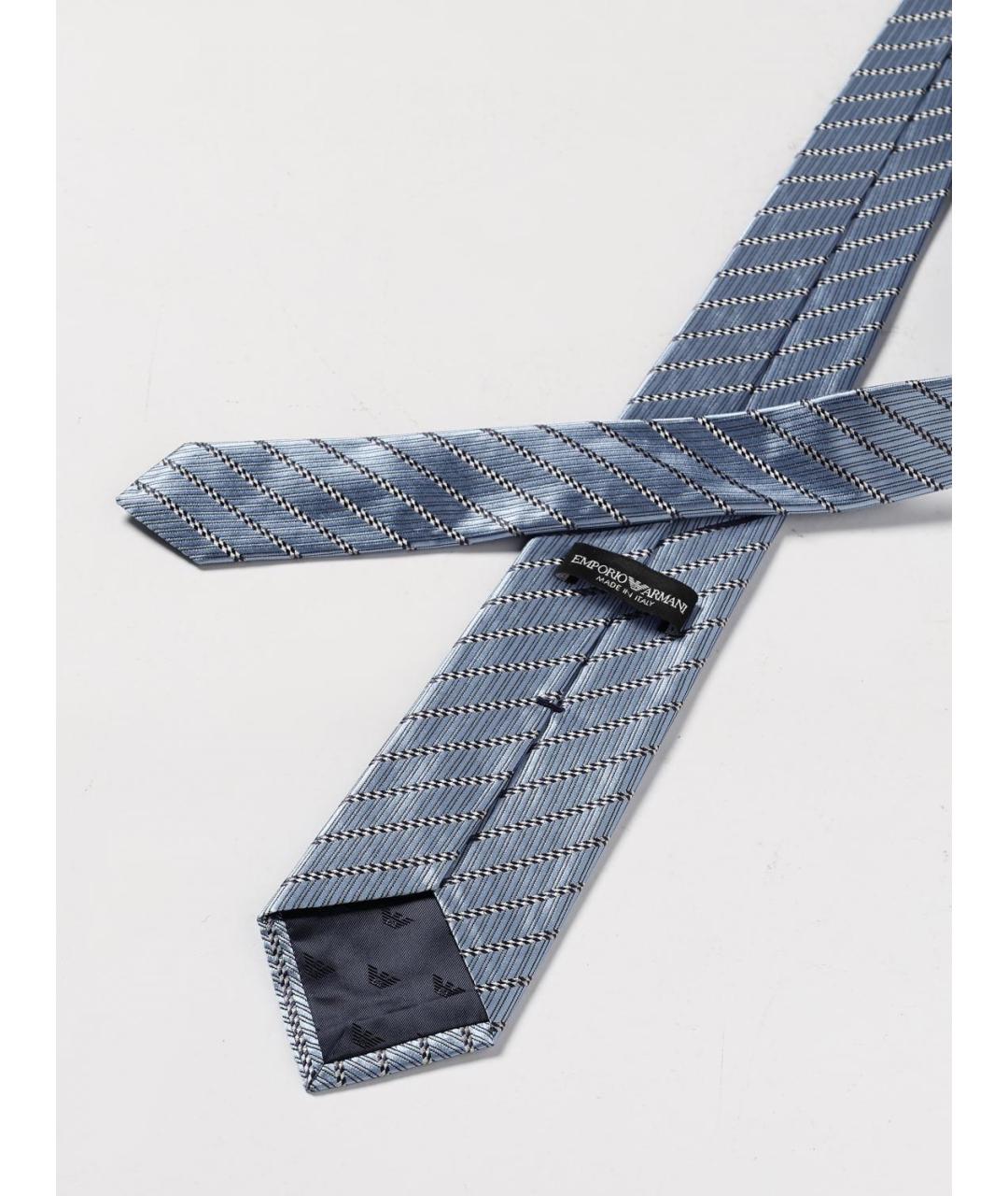 EMPORIO ARMANI Голубой шелковый галстук, фото 2