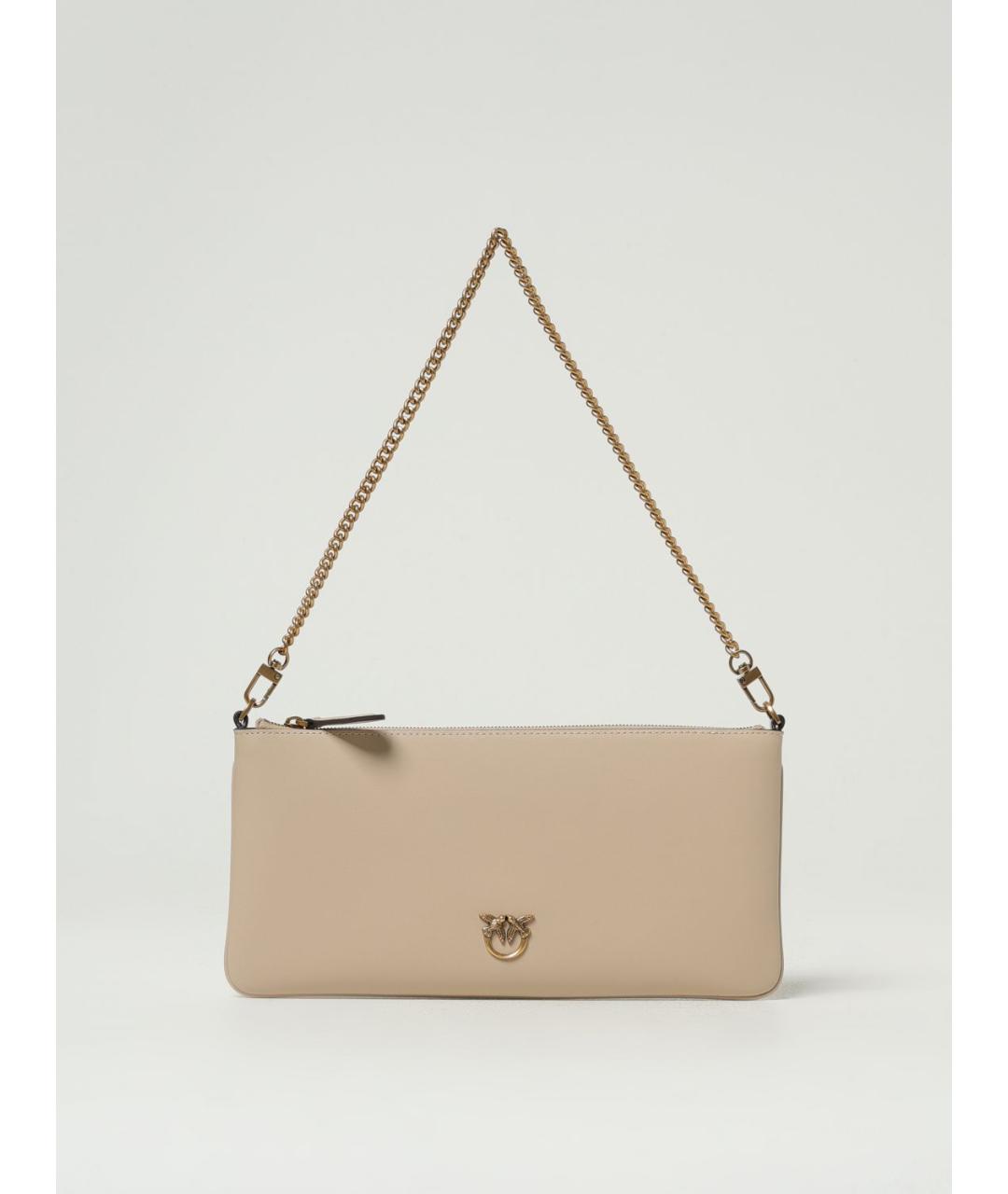 PINKO Бежевая кожаная сумка через плечо, фото 4