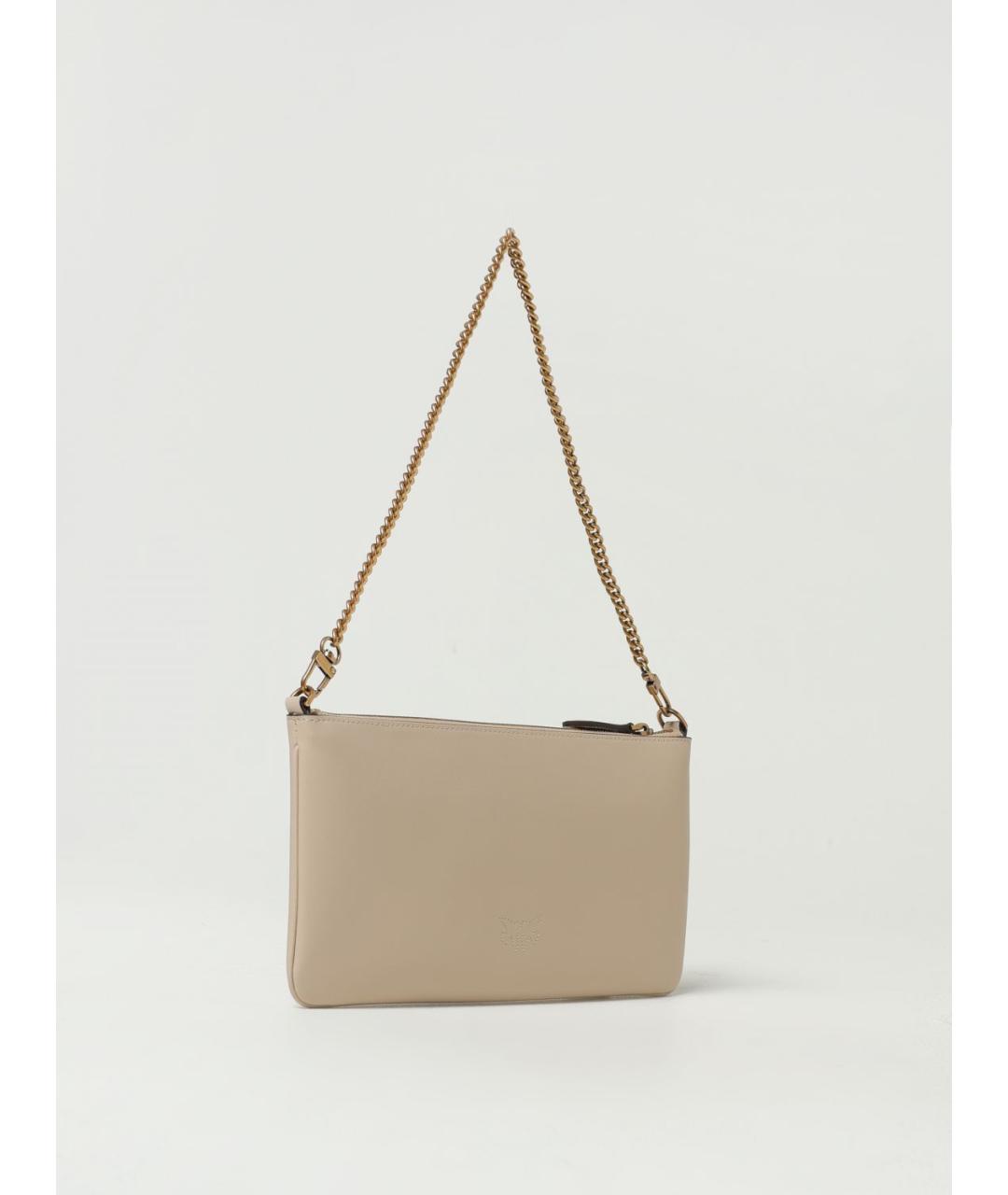 PINKO Бежевая кожаная сумка через плечо, фото 2