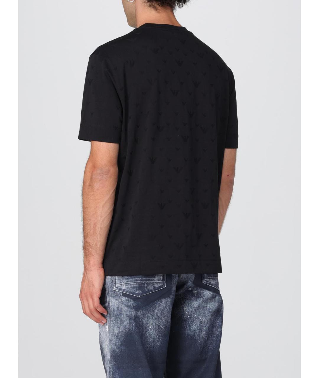 EMPORIO ARMANI Черная хлопковая футболка, фото 2
