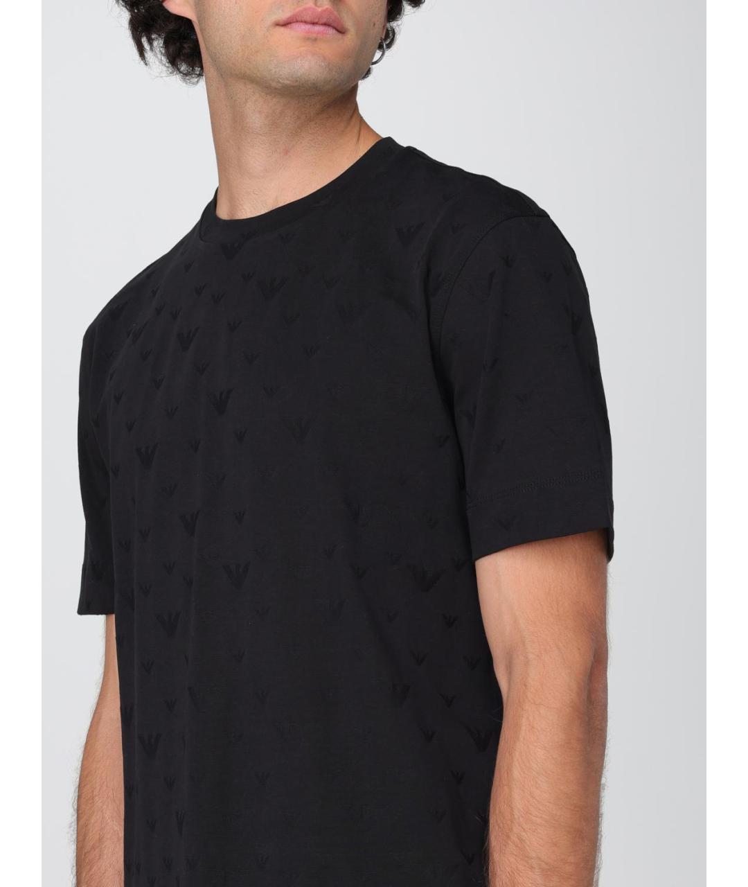 EMPORIO ARMANI Черная хлопковая футболка, фото 3