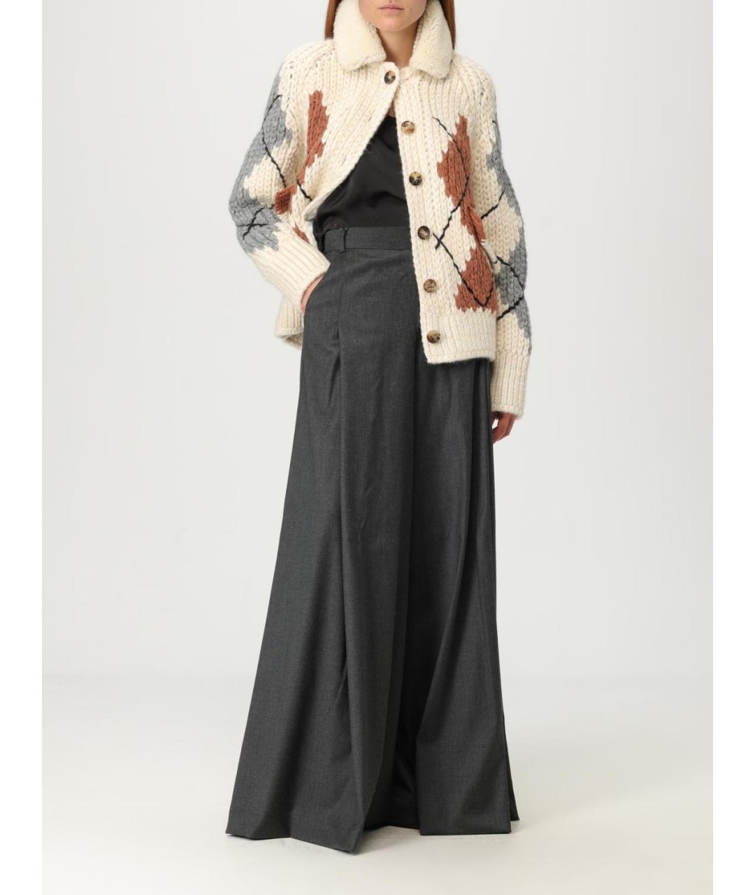 ERMANNO SCERVINO Серые полиэстеровые брюки широкие, фото 2