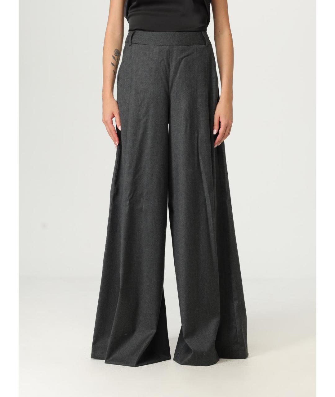 ERMANNO SCERVINO Серые полиэстеровые брюки широкие, фото 6
