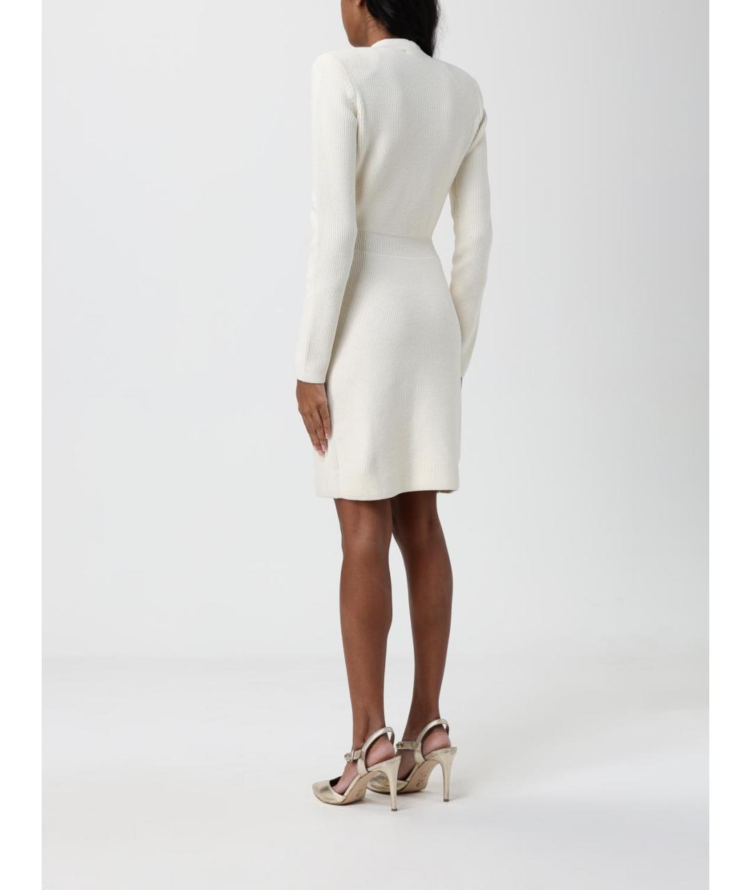 ELISABETTA FRANCHI Бежевое шерстяное повседневное платье, фото 2