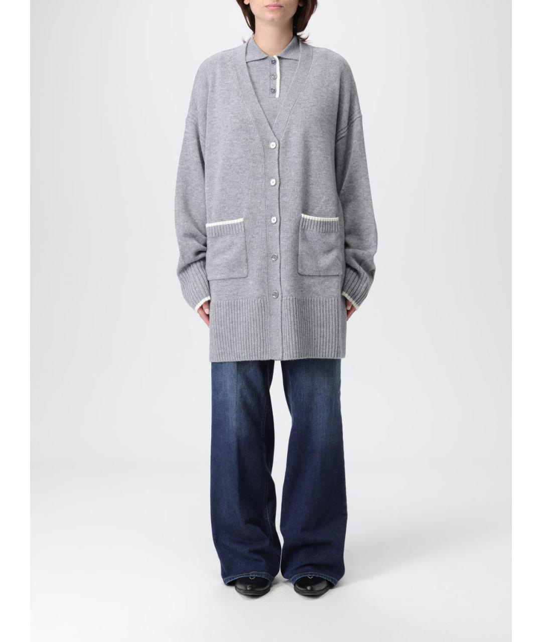 PINKO Серый шерстяной кардиган, фото 5