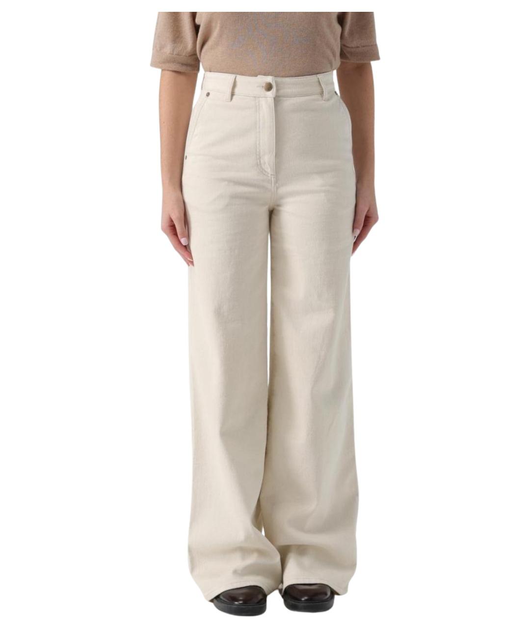 AGNONA Бежевые хлопковые прямые джинсы, фото 1