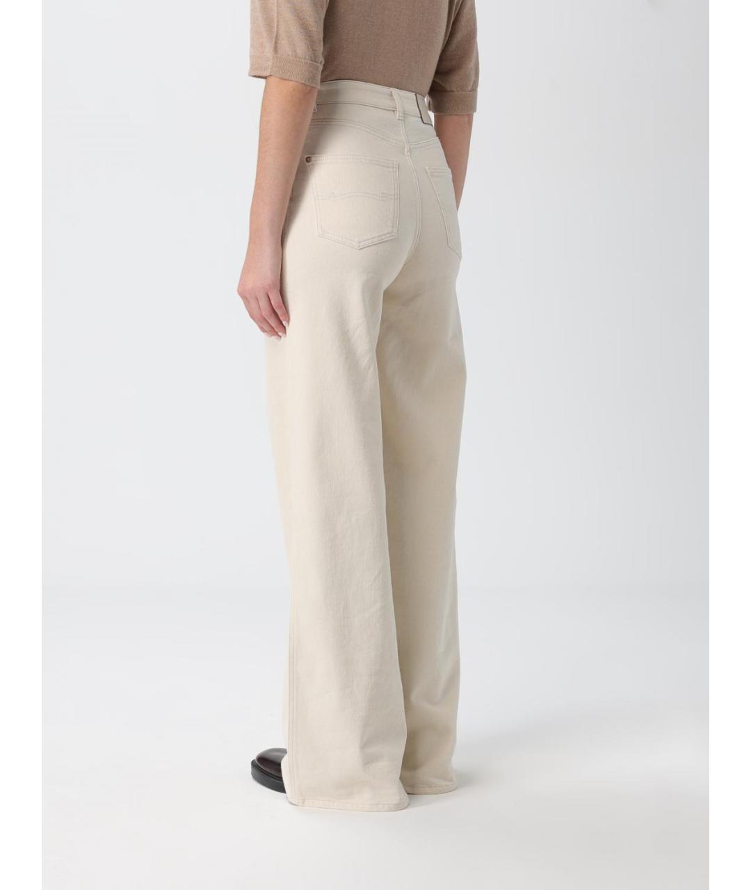 AGNONA Бежевые хлопковые прямые джинсы, фото 2
