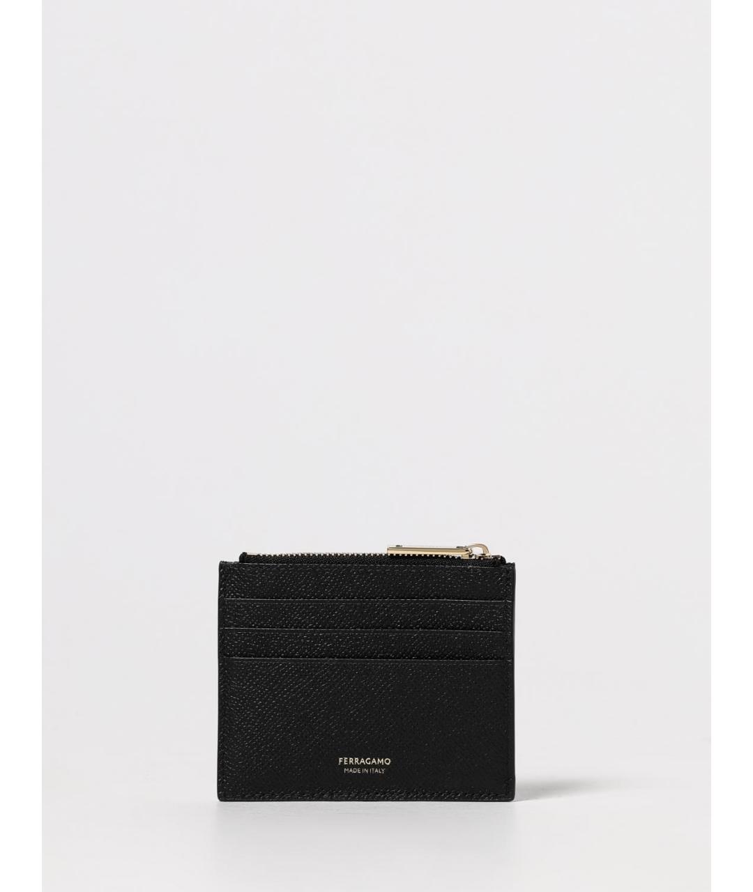 FERRAGAMO Черный кожаный кардхолдер, фото 2