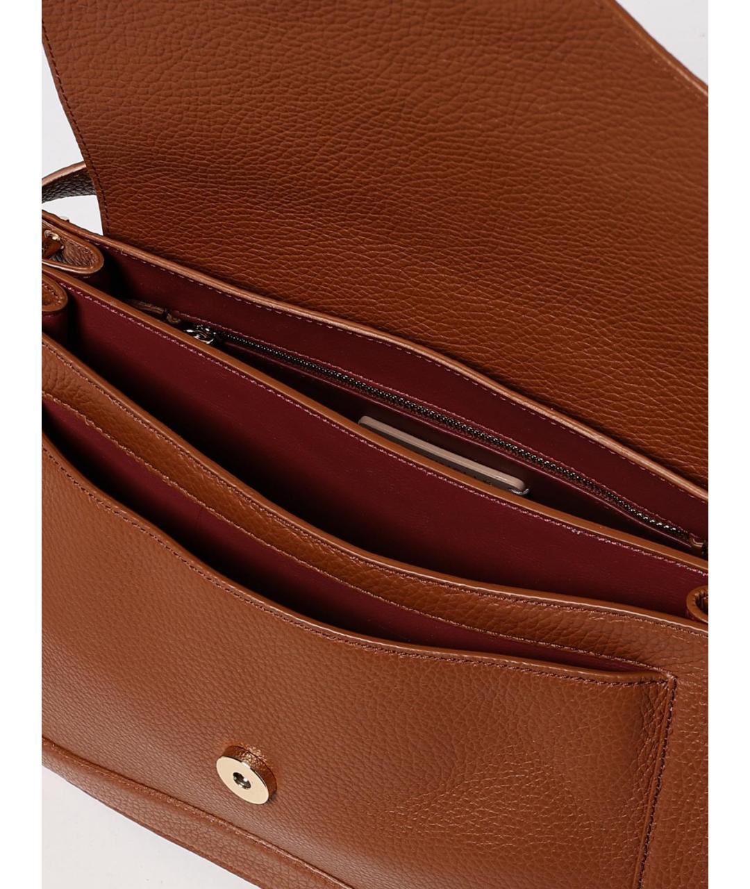 COCCINELLE Коричневая кожаная сумка с короткими ручками, фото 3