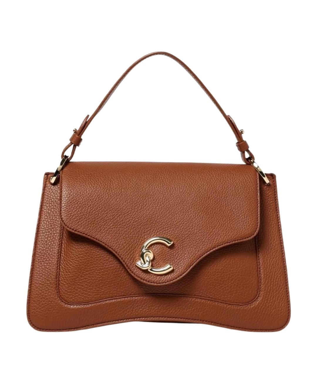 COCCINELLE Коричневая кожаная сумка с короткими ручками, фото 1