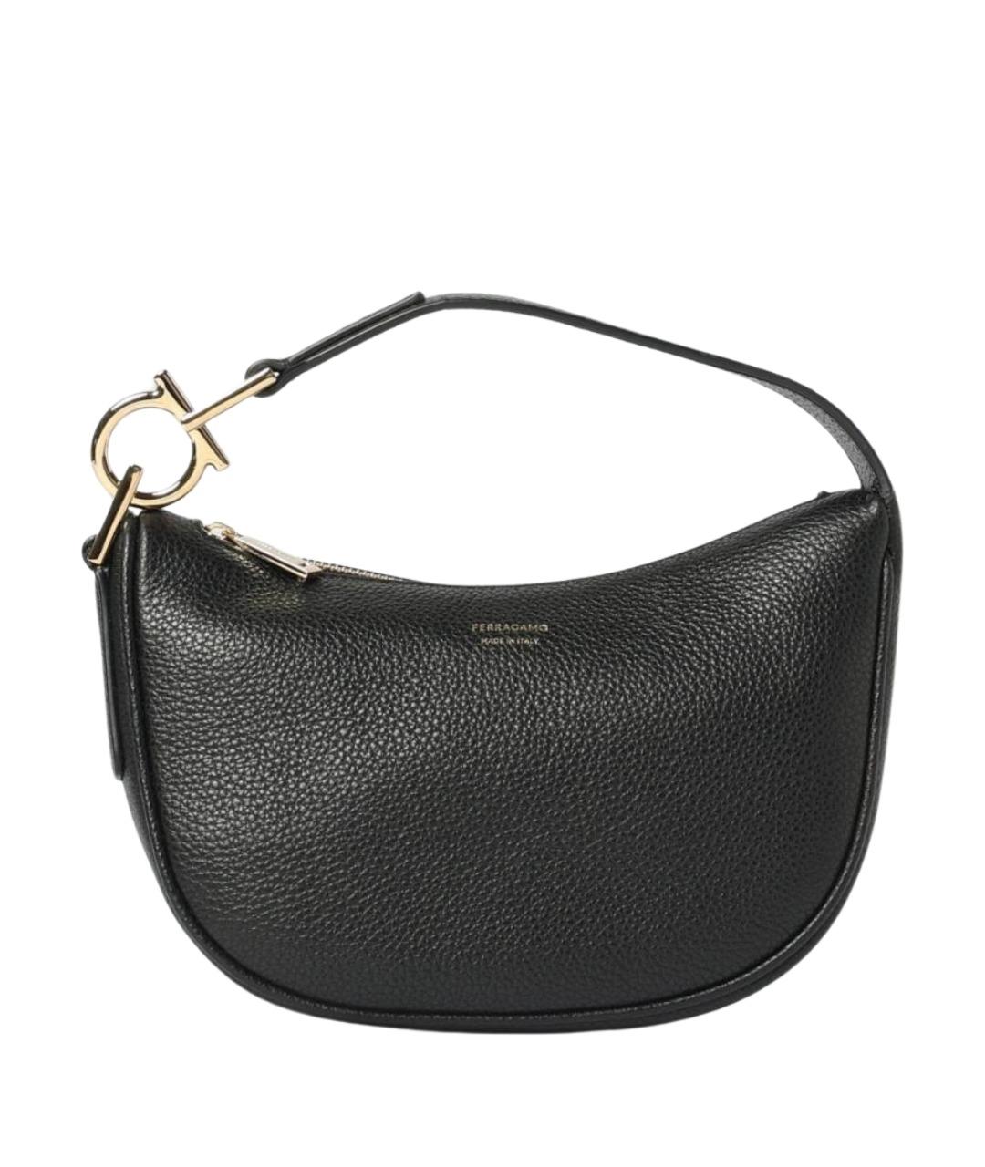 FERRAGAMO Черная кожаная сумка через плечо, фото 1