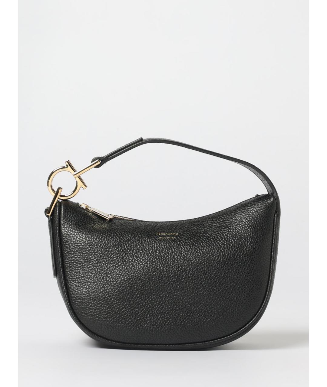 FERRAGAMO Черная кожаная сумка через плечо, фото 5