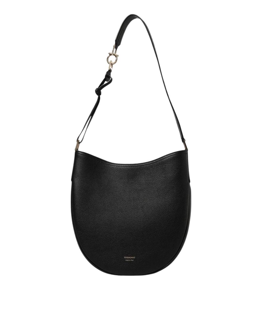 FERRAGAMO Черная кожаная сумка через плечо, фото 1