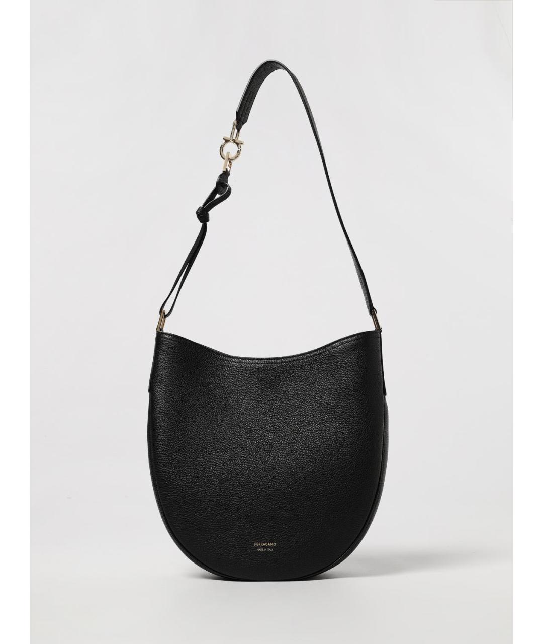 FERRAGAMO Черная кожаная сумка через плечо, фото 6