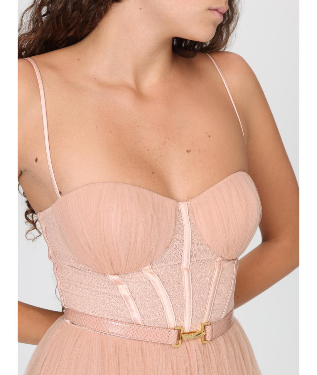 ELISABETTA FRANCHI Бежевое полиамидовое коктейльное платье, фото 3