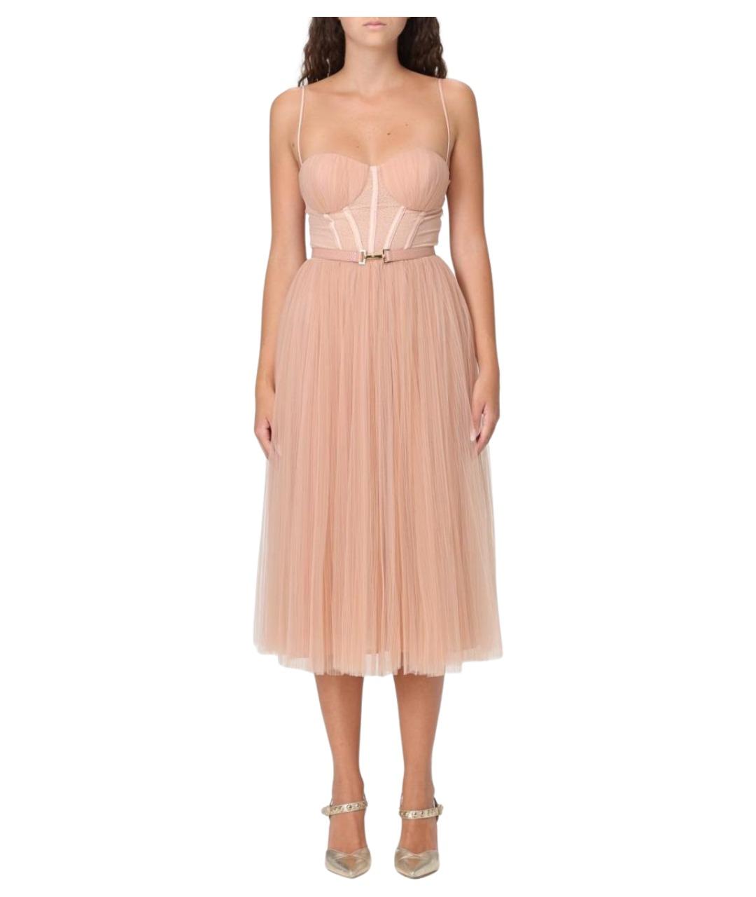 ELISABETTA FRANCHI Бежевое полиамидовое коктейльное платье, фото 1