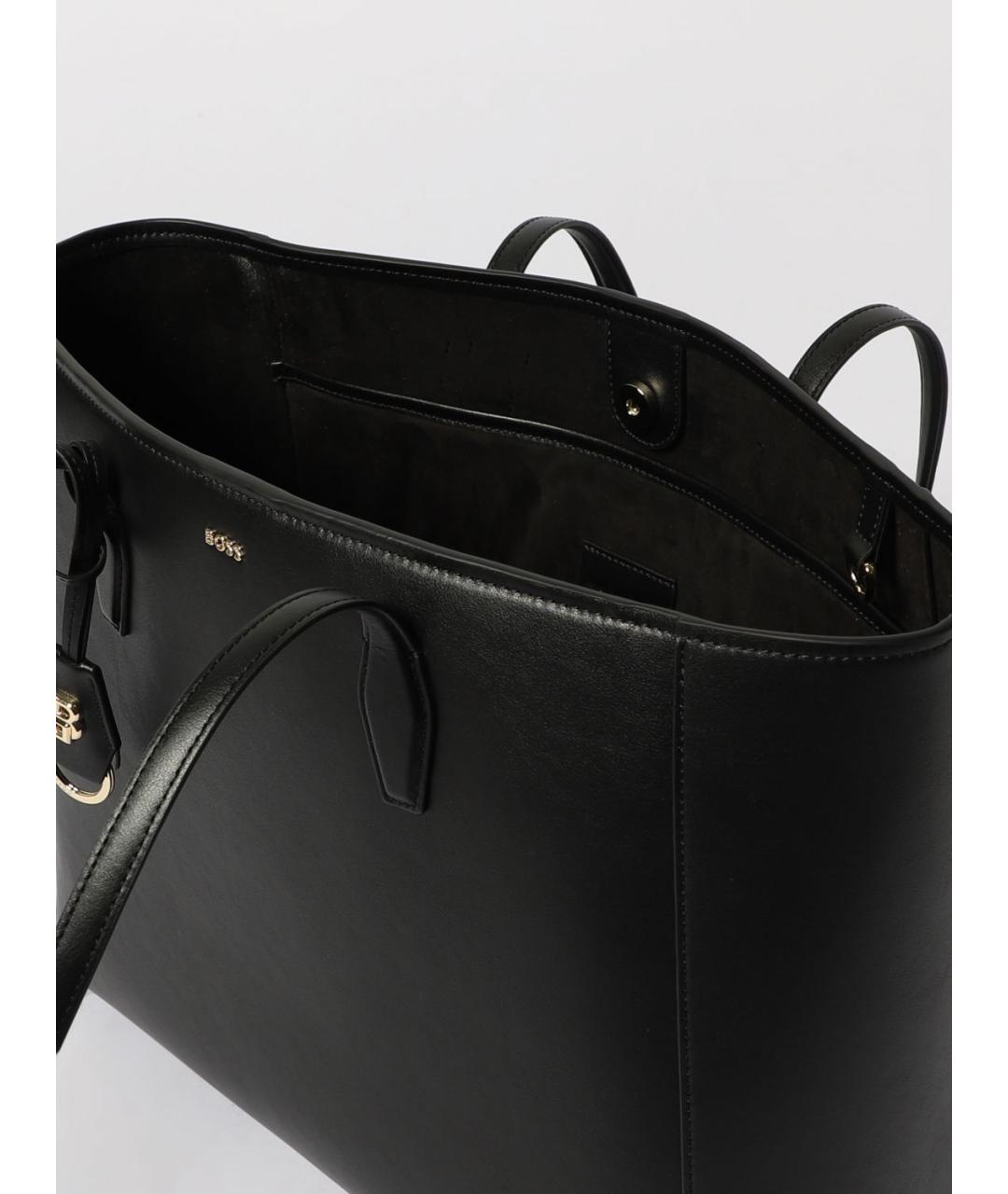 HUGO BOSS Черная кожаная сумка тоут, фото 3