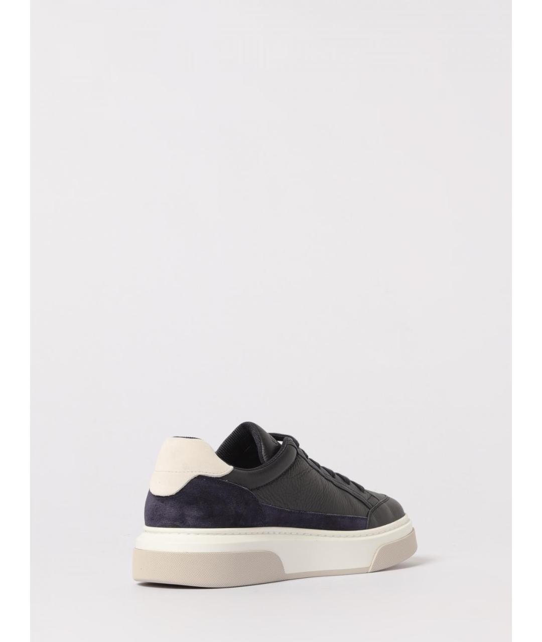 FERRAGAMO Синие кожаные низкие кроссовки / кеды, фото 3