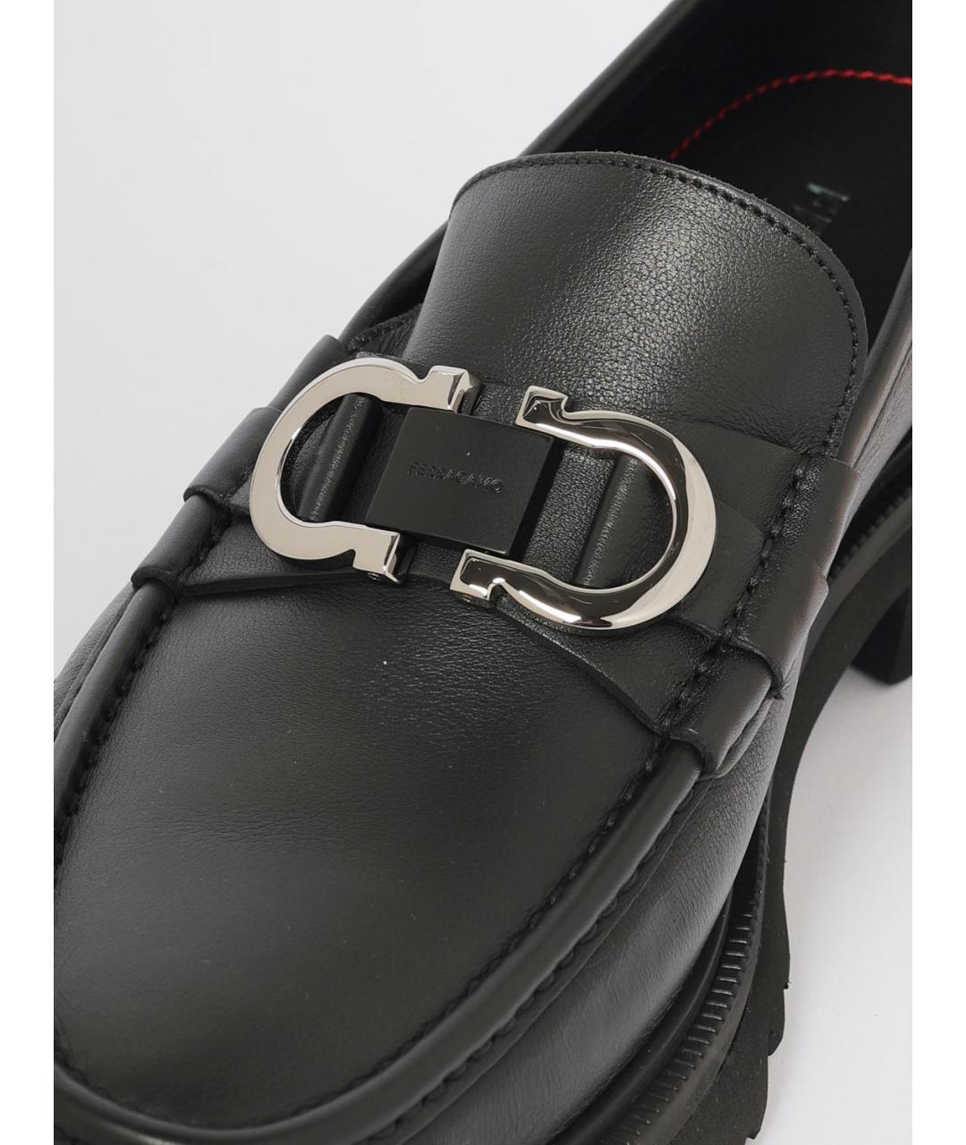 FERRAGAMO Черные кожаные лоферы, фото 4