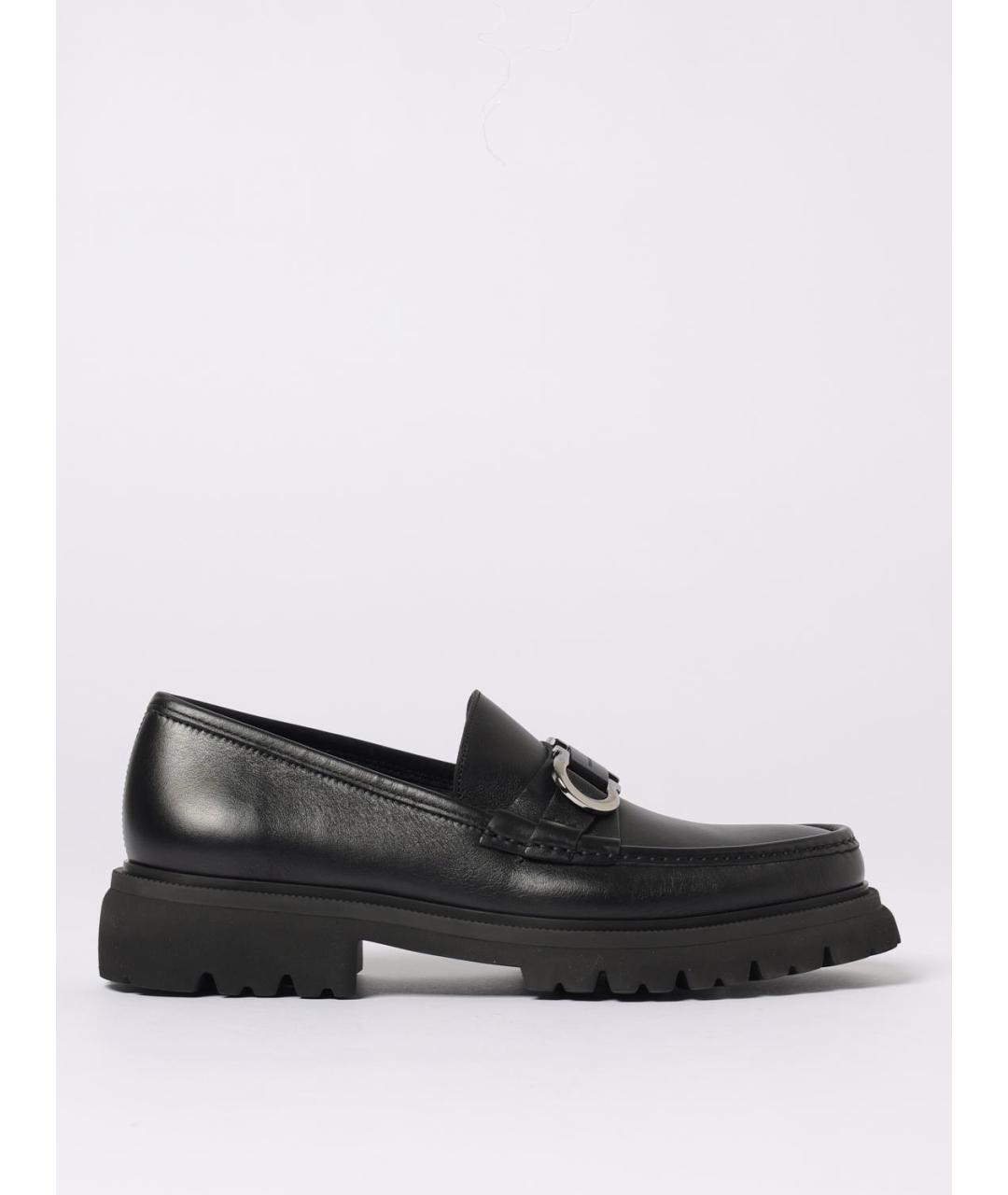 FERRAGAMO Черные кожаные лоферы, фото 5