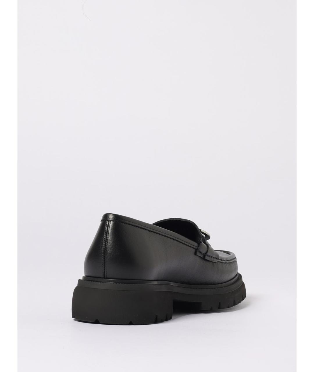 FERRAGAMO Черные кожаные лоферы, фото 3