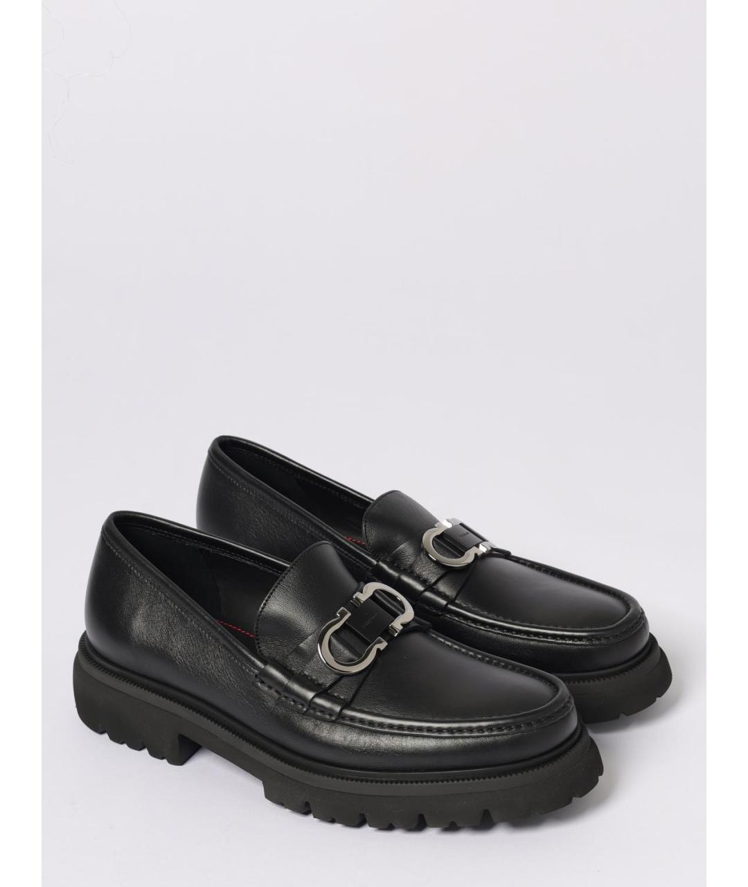 FERRAGAMO Черные кожаные лоферы, фото 2