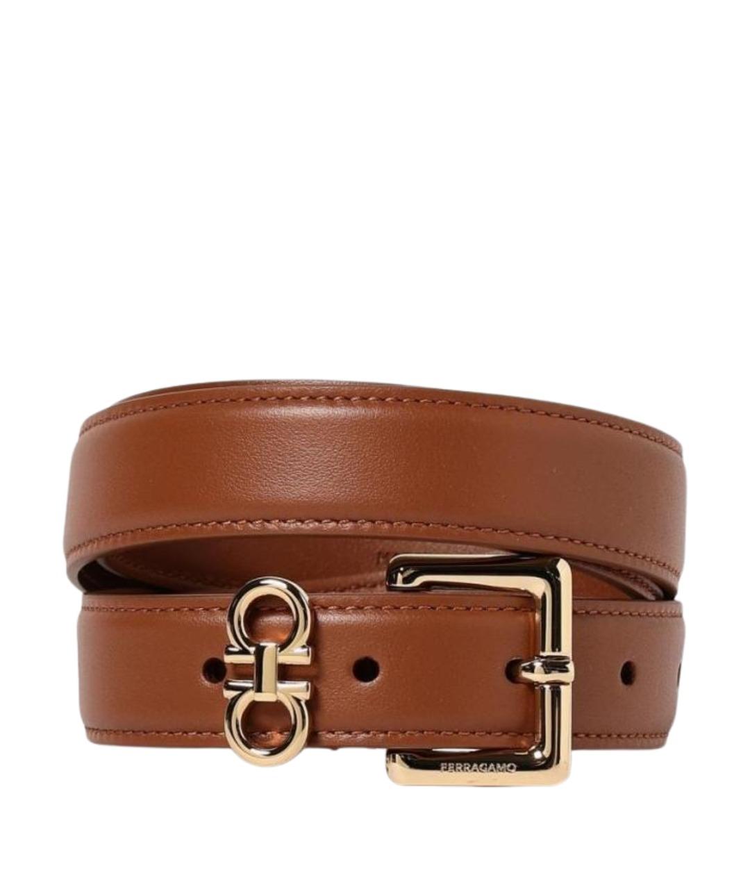 FERRAGAMO Коричневый кожаный ремень, фото 1