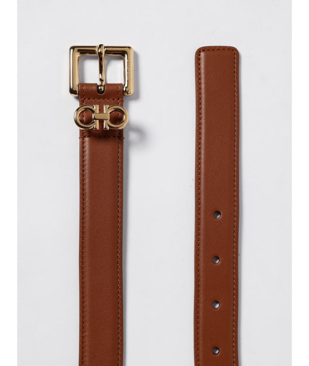 FERRAGAMO Коричневый кожаный ремень, фото 2