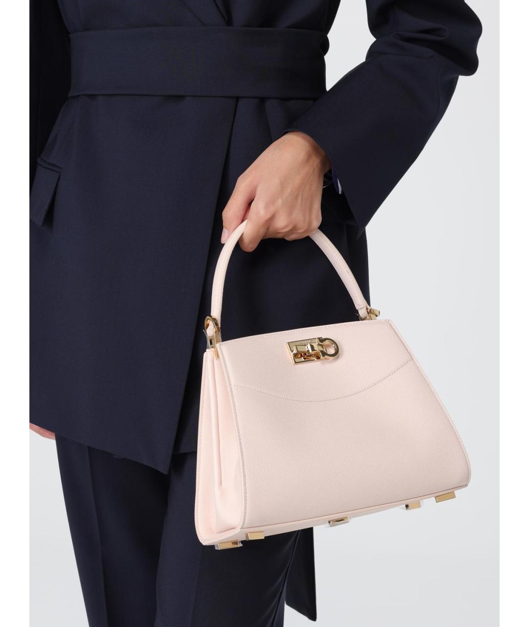 FERRAGAMO Розовая кожаная сумка тоут, фото 2