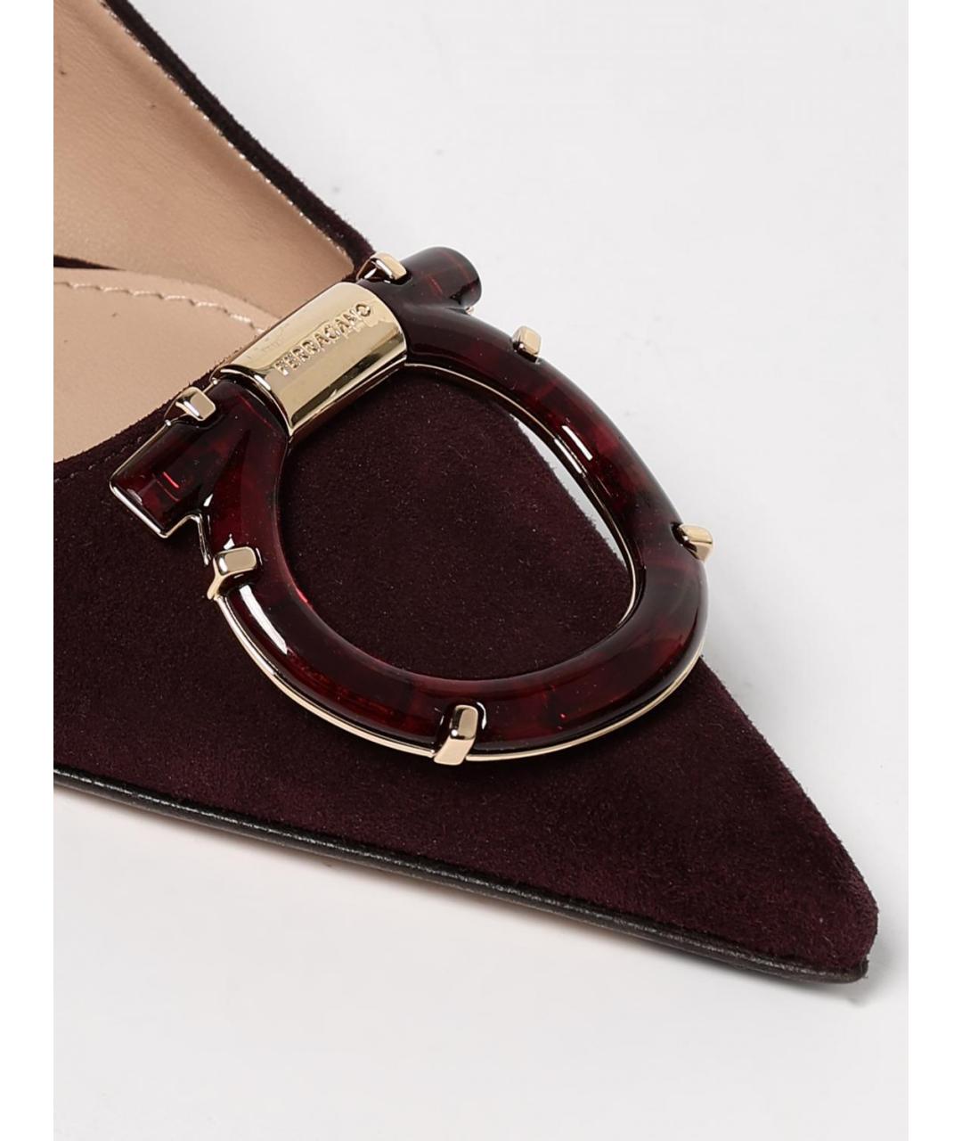 FERRAGAMO Бордовые кожаные туфли, фото 4