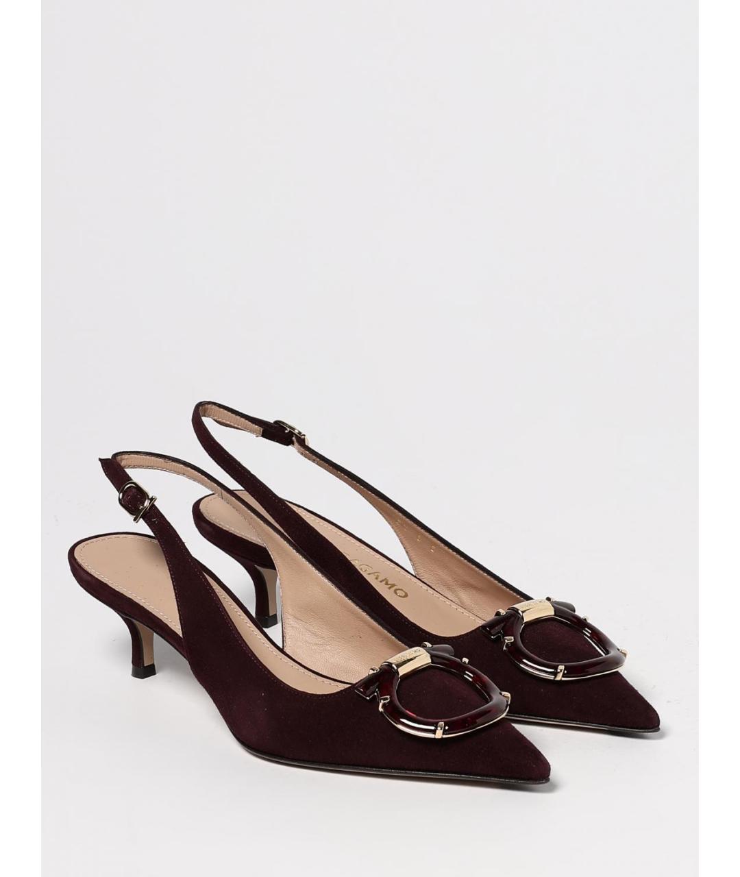 FERRAGAMO Бордовые кожаные туфли, фото 2