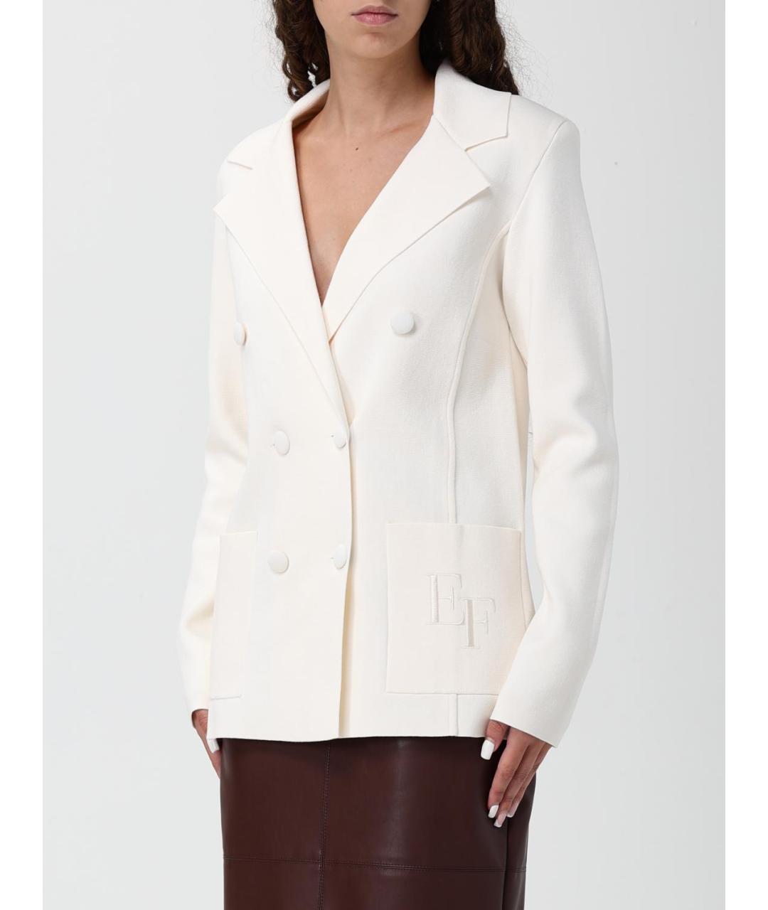 ELISABETTA FRANCHI Бежевый вискозный жакет/пиджак, фото 3