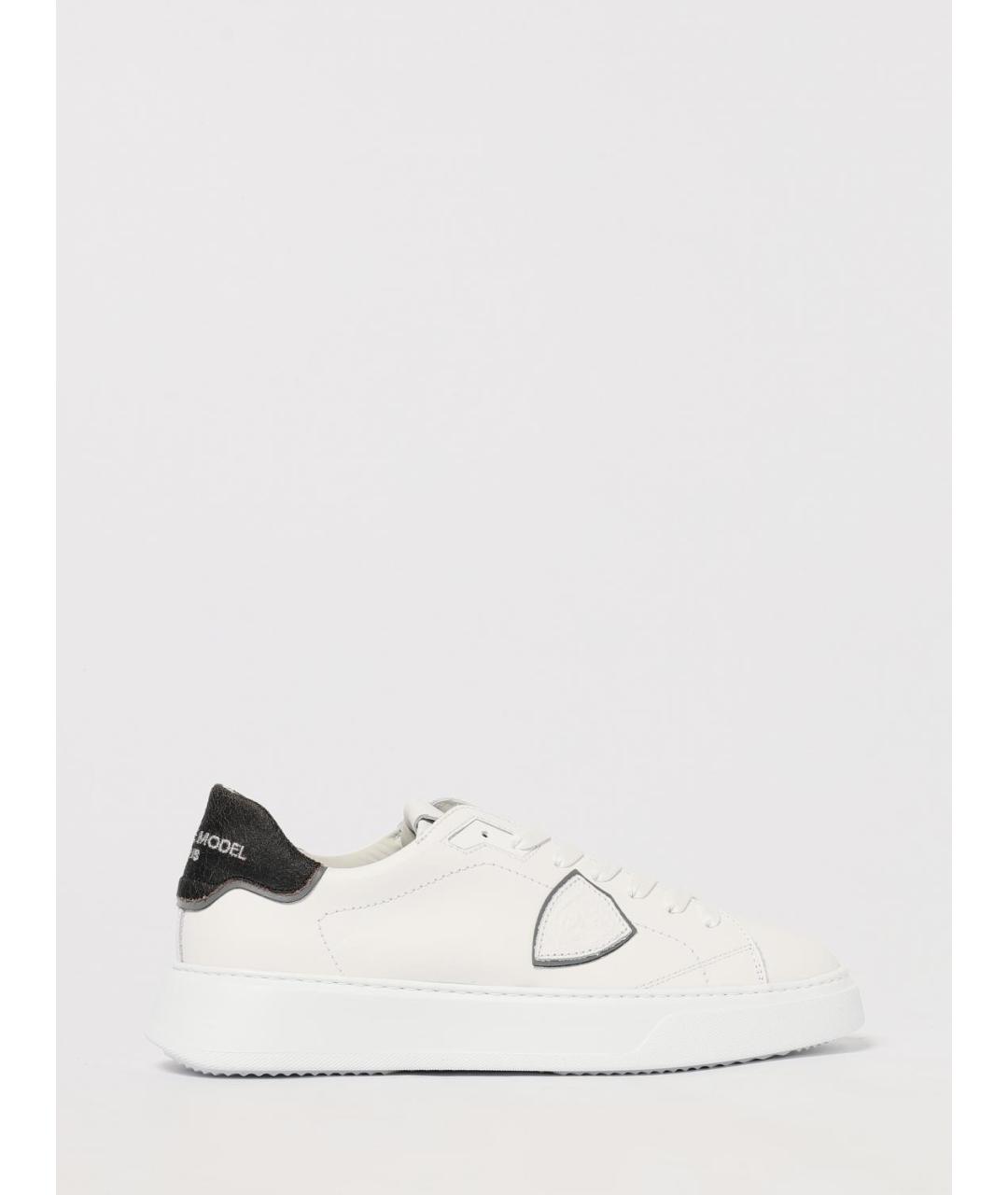PHILIPPE MODEL Белые кожаные низкие кроссовки / кеды, фото 4