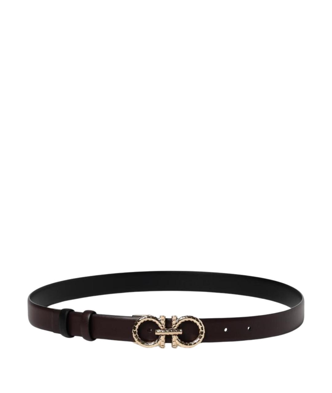 FERRAGAMO Бордовый кожаный ремень, фото 1