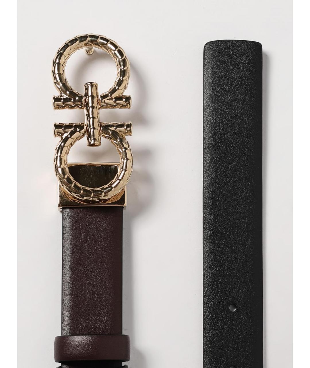 FERRAGAMO Бордовый кожаный ремень, фото 4