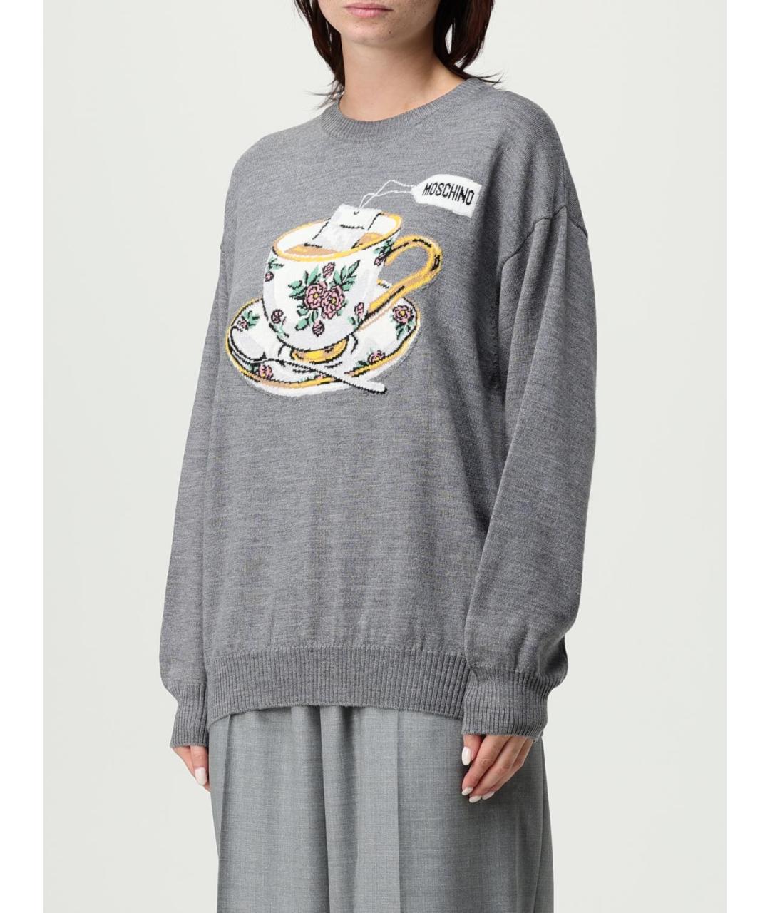 MOSCHINO Серый кашемировый джемпер / свитер, фото 4