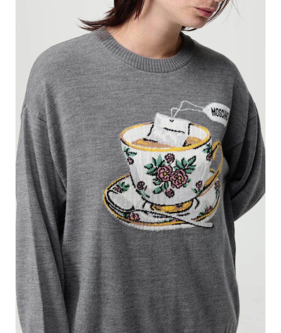 MOSCHINO Серый кашемировый джемпер / свитер, фото 5