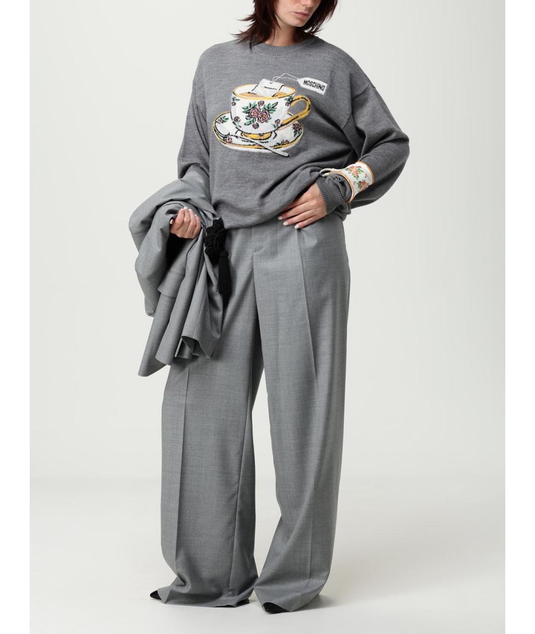 MOSCHINO Серый кашемировый джемпер / свитер, фото 2