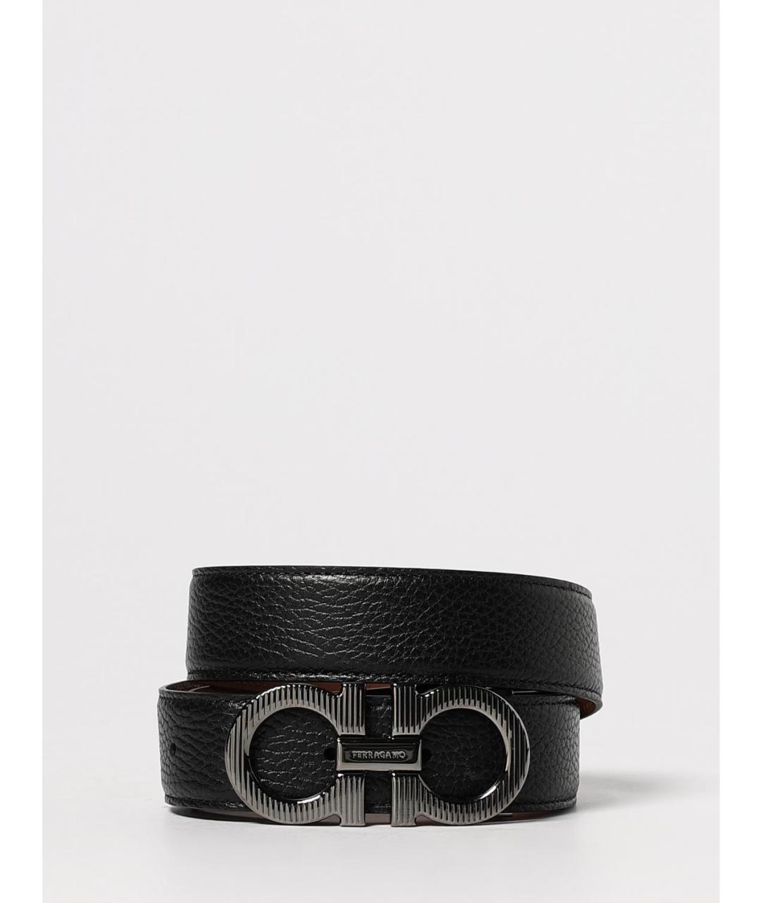 FERRAGAMO Черный кожаный ремень, фото 4