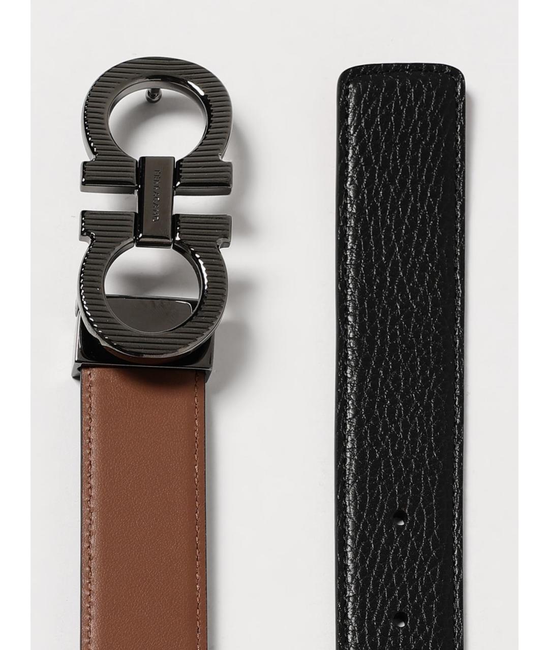 FERRAGAMO Черный кожаный ремень, фото 3