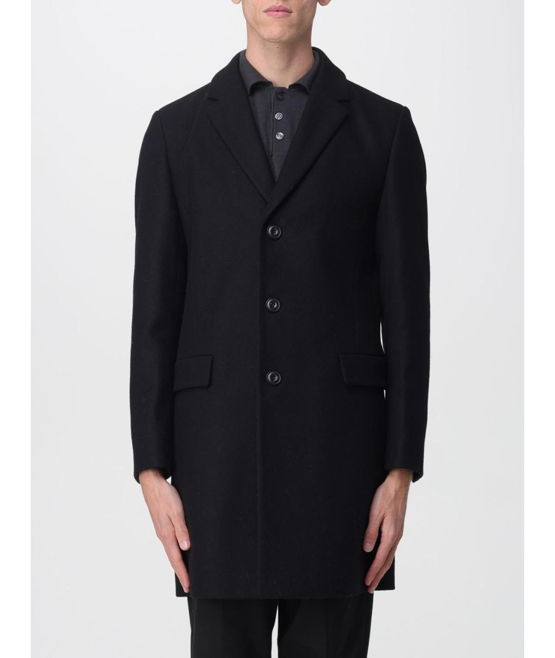 HUGO Черное шерстяное пальто, фото 5