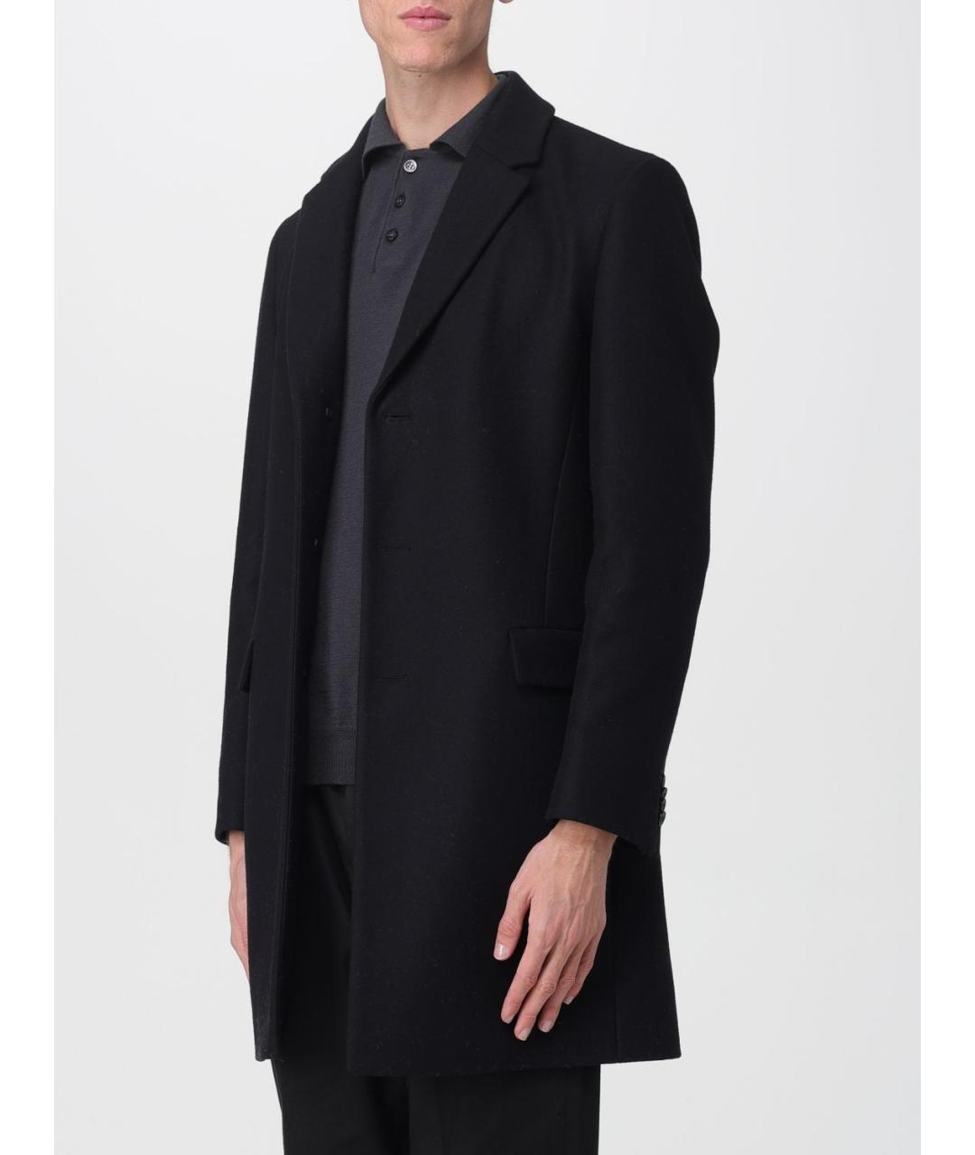 HUGO Черное шерстяное пальто, фото 3