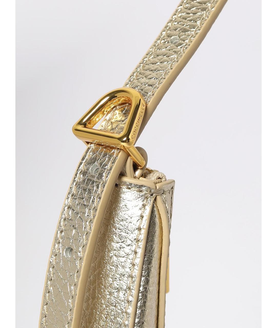 COCCINELLE Золотая кожаная сумка через плечо, фото 4