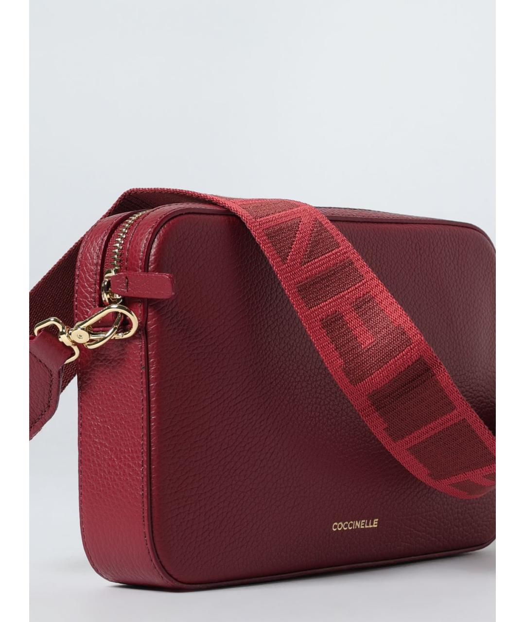 COCCINELLE Бордовая кожаная сумка через плечо, фото 3