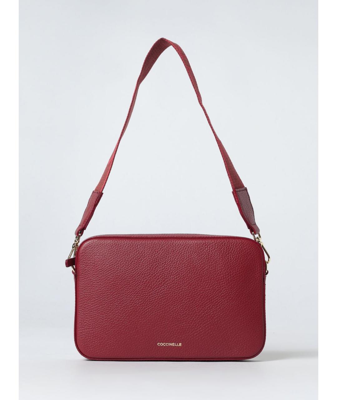 COCCINELLE Бордовая кожаная сумка через плечо, фото 4