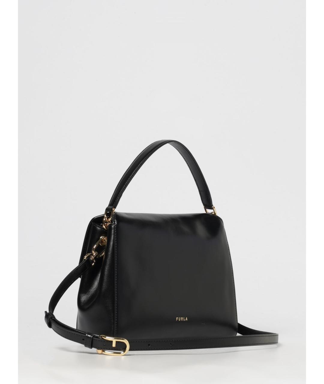 FURLA Черная кожаная сумка с короткими ручками, фото 2