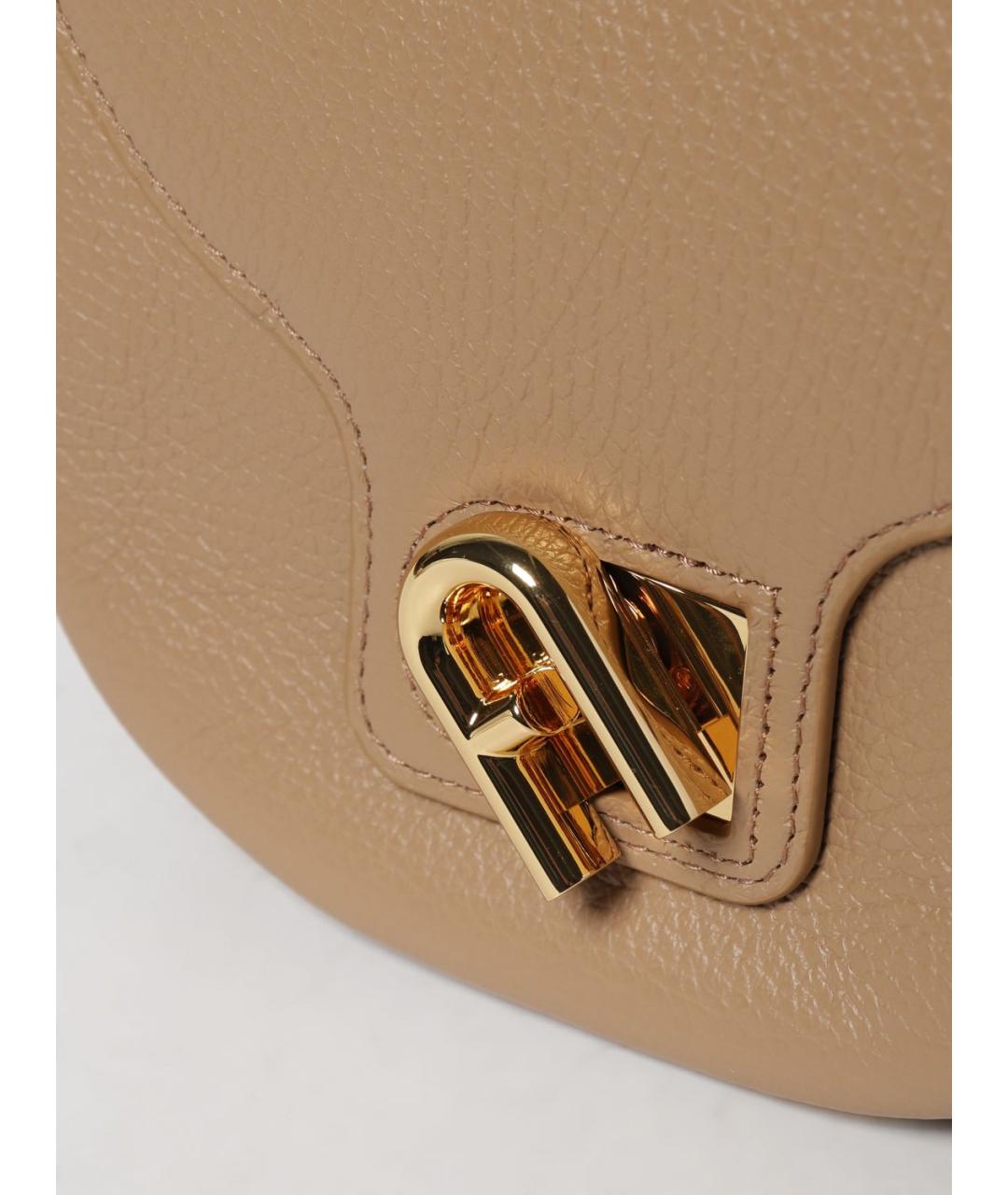 FURLA Бежевая кожаная сумка через плечо, фото 3