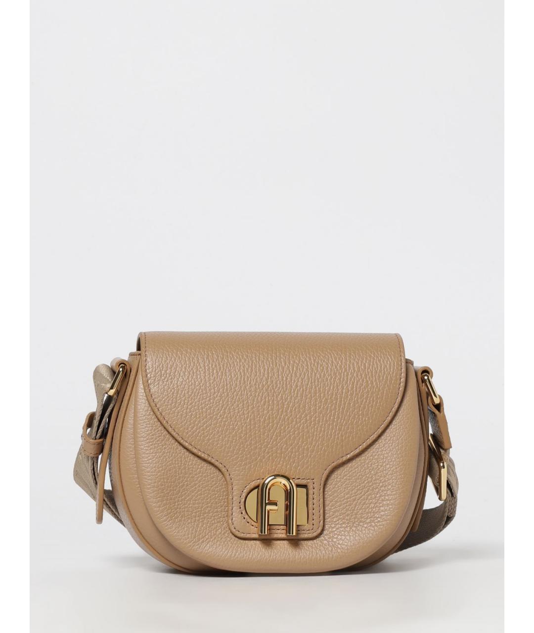 FURLA Бежевая кожаная сумка через плечо, фото 4